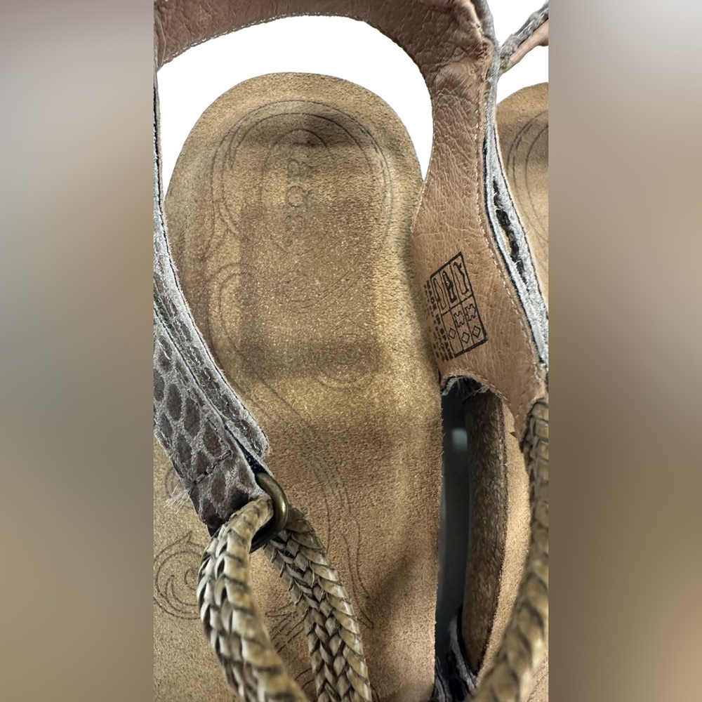 Taos Sz EU 42 (US 11-11.5) Trulie Ankle Strap Brown Braided Wedge Sandal EUC - Picture 8 of 10